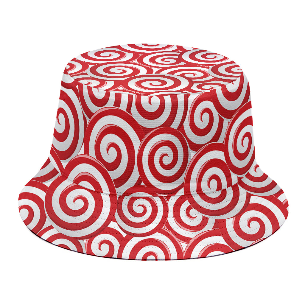 Red Lollipop Candy Pattern Print Bucket Hat