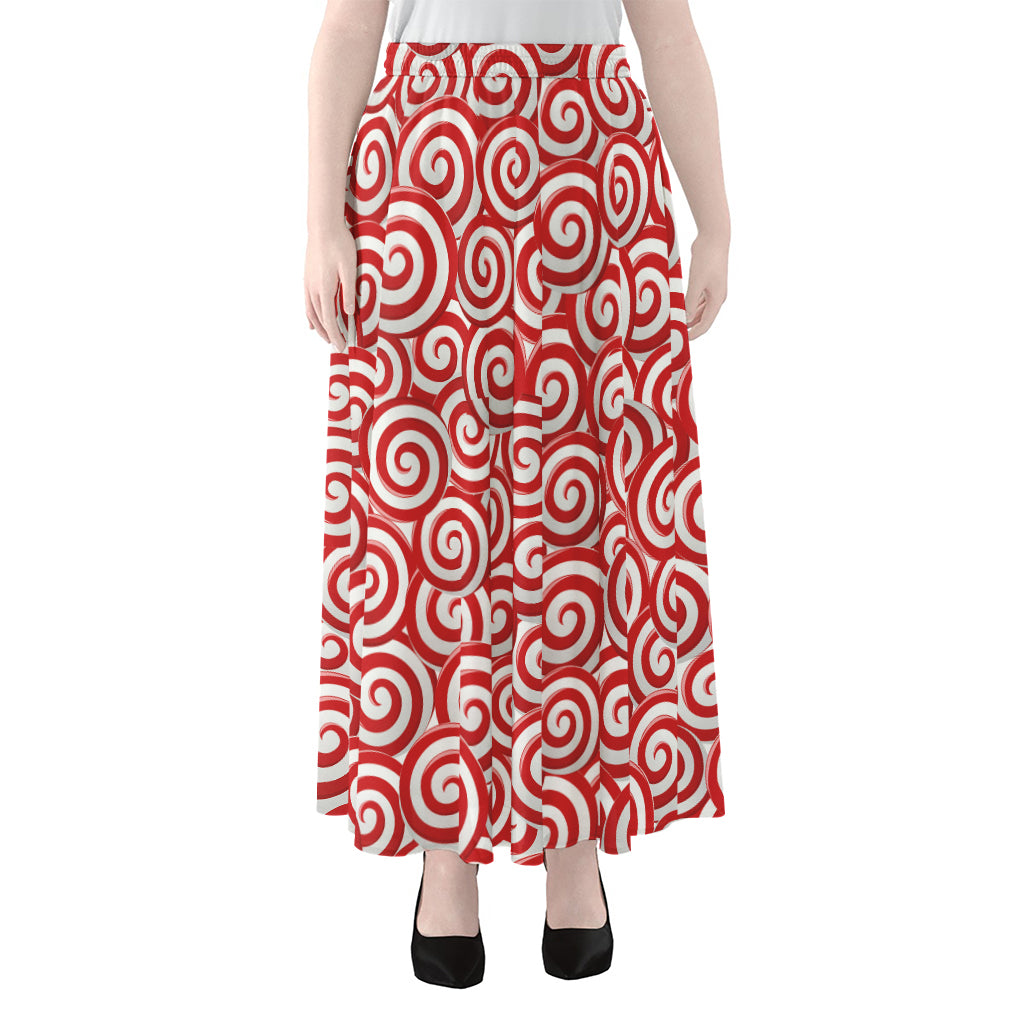 Red Lollipop Candy Pattern Print Chiffon Maxi Skirt