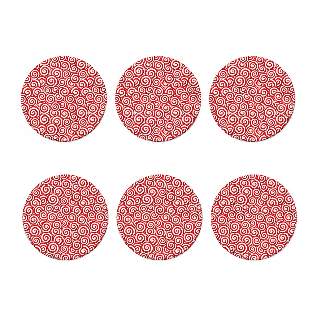 Red Lollipop Candy Pattern Print Coaster Set