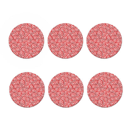 Red Lollipop Candy Pattern Print Coaster Set
