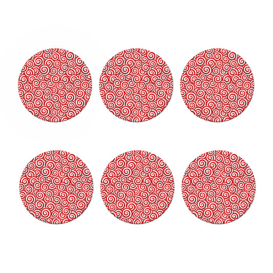 Red Lollipop Candy Pattern Print Coaster Set