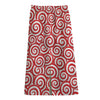 Red Lollipop Candy Pattern Print Cotton Front Slit Maxi Skirt