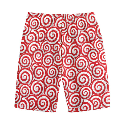 Red Lollipop Candy Pattern Print Cotton Shorts