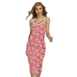 Red Lollipop Candy Pattern Print Cross Back Cami Dress