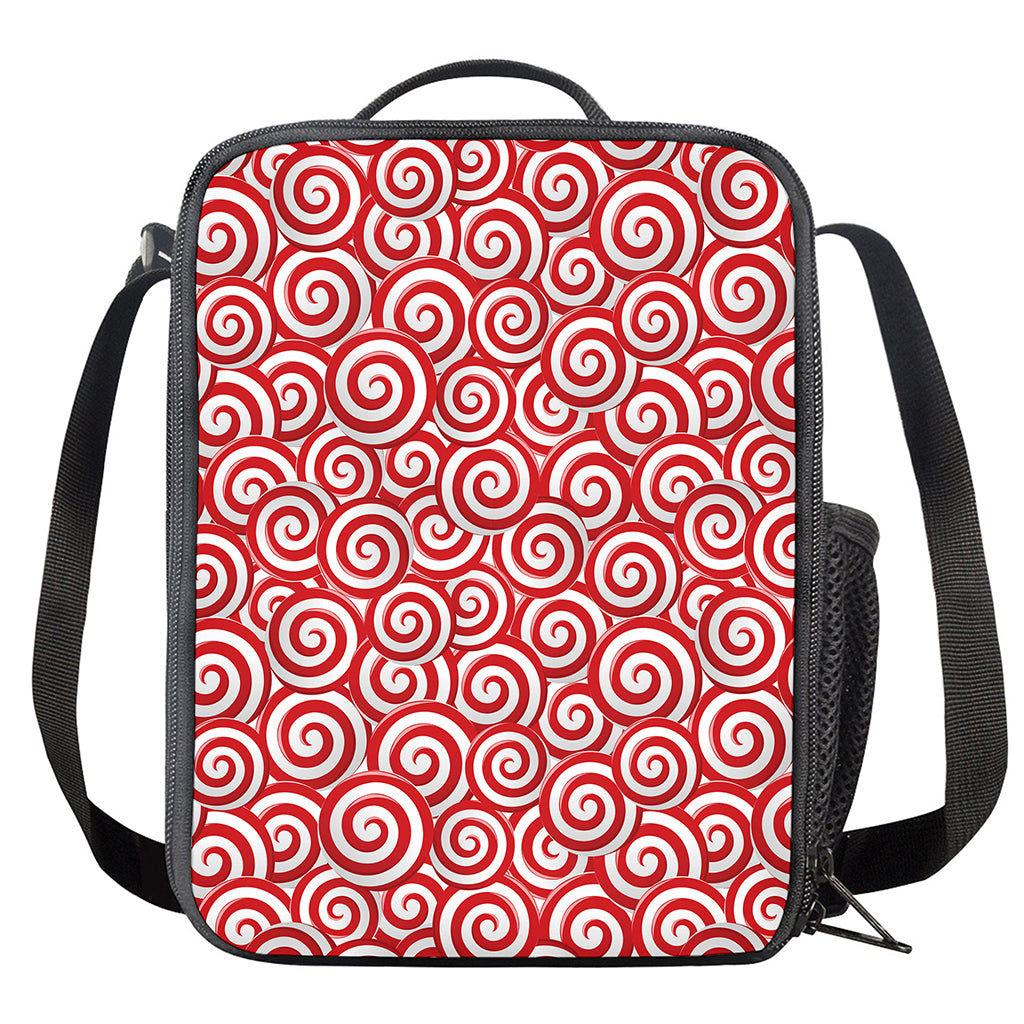 Red Lollipop Candy Pattern Print Crossbody Lunch Bag