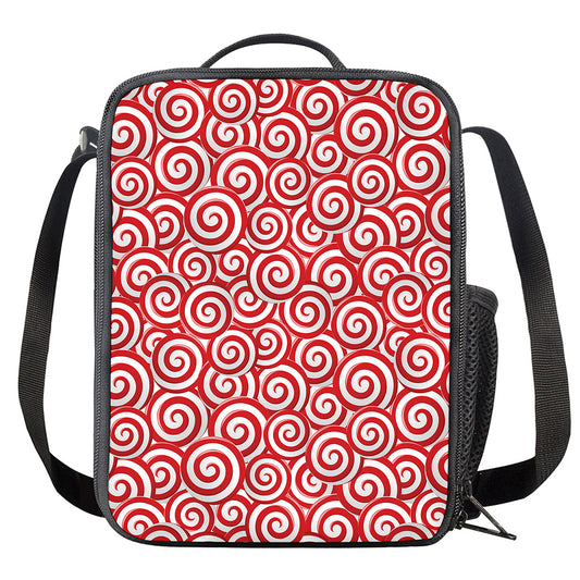 Red Lollipop Candy Pattern Print Crossbody Lunch Bag