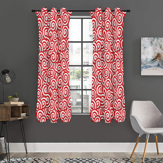 Red Lollipop Candy Pattern Print Curtain