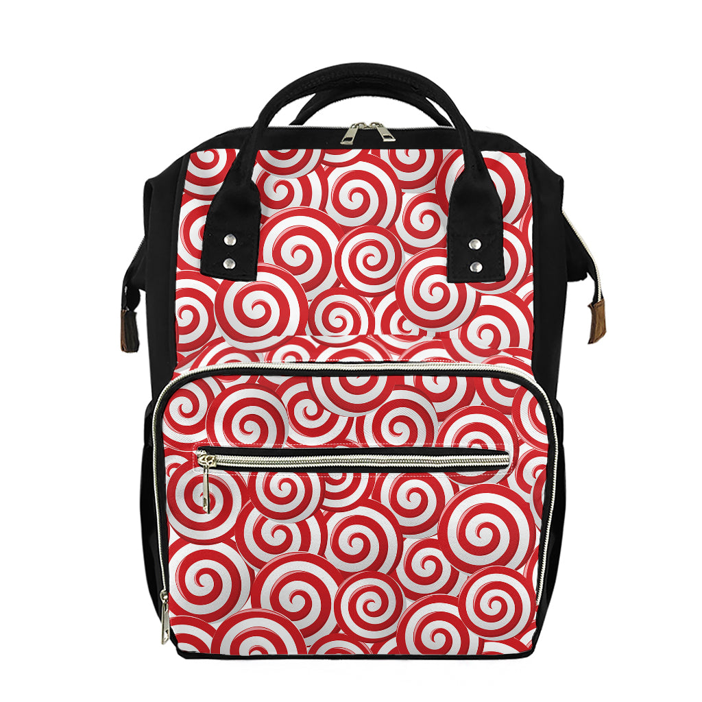 Red Lollipop Candy Pattern Print Diaper Bag