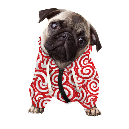Red Lollipop Candy Pattern Print Dog Zip Up Hoodie