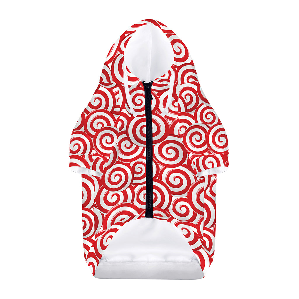 Red Lollipop Candy Pattern Print Dog Zip Up Hoodie