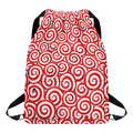 Red Lollipop Candy Pattern Print Drawstring Backpack