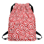 Red Lollipop Candy Pattern Print Drawstring Backpack
