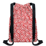 Red Lollipop Candy Pattern Print Drawstring Backpack