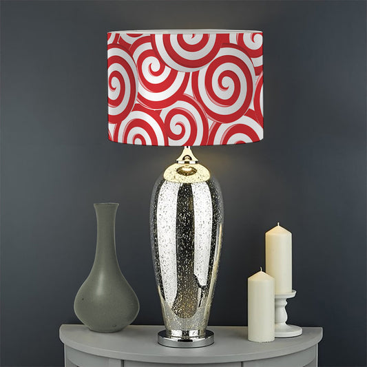 Red Lollipop Candy Pattern Print Drum Lamp Shade