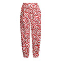 Red Lollipop Candy Pattern Print Fleece Lined Knit Pants