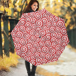 Red Lollipop Candy Pattern Print Foldable Umbrella