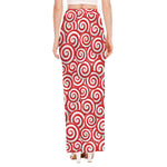 Red Lollipop Candy Pattern Print High Slit Maxi Skirt