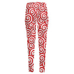 Red Lollipop Candy Pattern Print High-Waisted Pocket Leggings