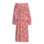 Red Lollipop Candy Pattern Print Hooded Bathrobe