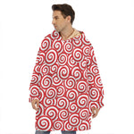 Red Lollipop Candy Pattern Print Hoodie Blanket