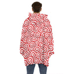 Red Lollipop Candy Pattern Print Hoodie Blanket