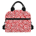 Red Lollipop Candy Pattern Print Insulated Lunch Bag