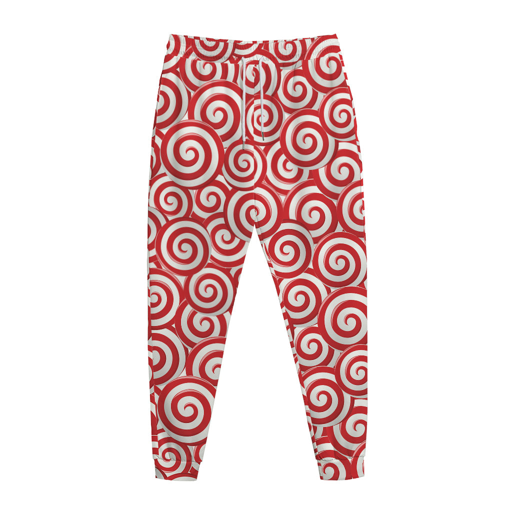 Red Lollipop Candy Pattern Print Jogger Pants