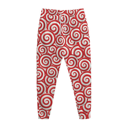 Red Lollipop Candy Pattern Print Jogger Pants