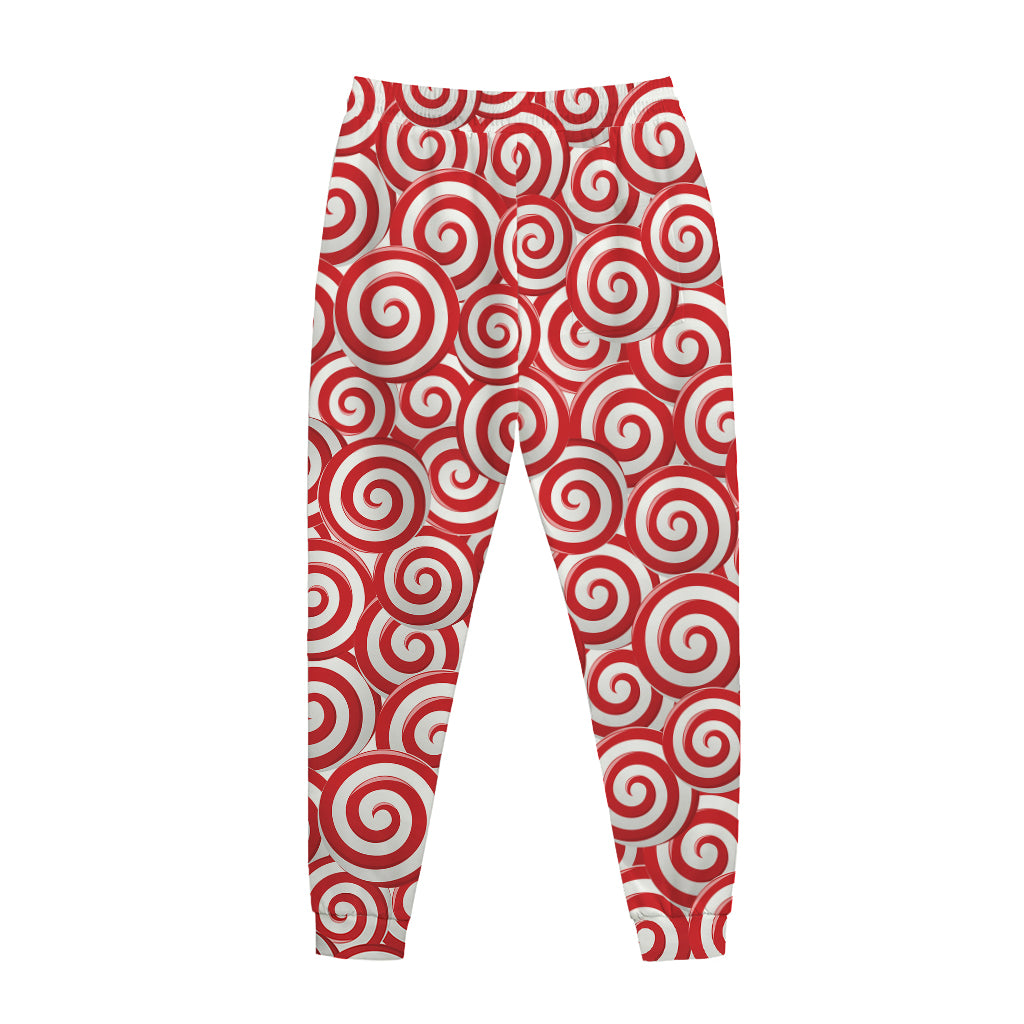 Red Lollipop Candy Pattern Print Jogger Pants