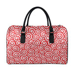 Red Lollipop Candy Pattern Print Leather Duffle Bag