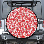 Red Lollipop Candy Pattern Print Leather Spare Tire Cover