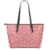 Red Lollipop Candy Pattern Print Leather Tote Bag