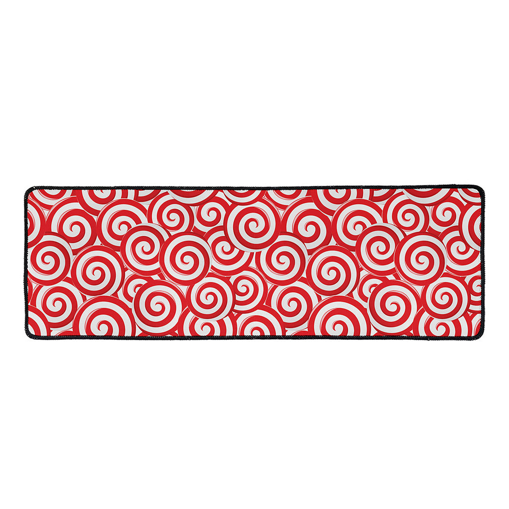 Red Lollipop Candy Pattern Print Long Kitchen Mat
