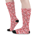 Red Lollipop Candy Pattern Print Long Socks