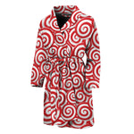 Red Lollipop Candy Pattern Print Men's Bathrobe