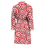 Red Lollipop Candy Pattern Print Men's Bathrobe