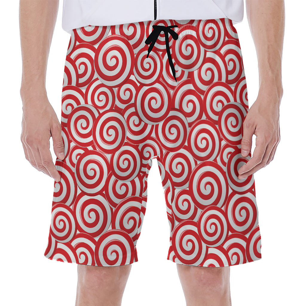 Red Lollipop Candy Pattern Print Men's Beach Shorts