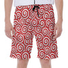 Red Lollipop Candy Pattern Print Men's Beach Shorts