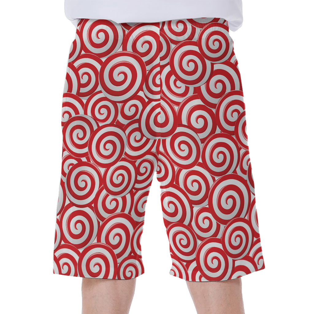 Red Lollipop Candy Pattern Print Men's Beach Shorts
