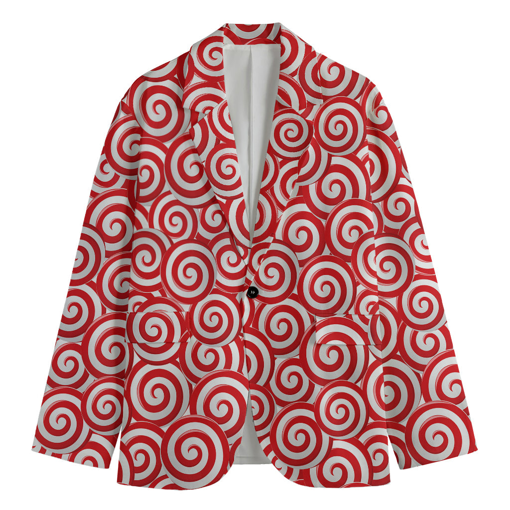 Red Lollipop Candy Pattern Print Men's Blazer