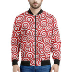Red Lollipop Candy Pattern Print Men's Bomber Jacket