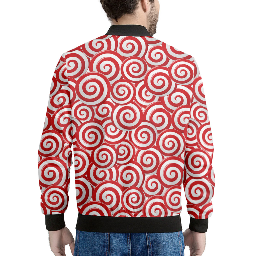 Red Lollipop Candy Pattern Print Men's Bomber Jacket