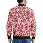 Red Lollipop Candy Pattern Print Men's Bomber Jacket