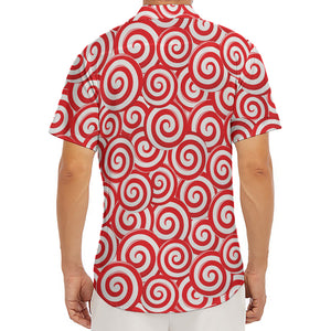 Red Lollipop Candy Pattern Print Men's Deep V-Neck Shirt