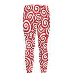 Red Lollipop Candy Pattern Print Men's leggings