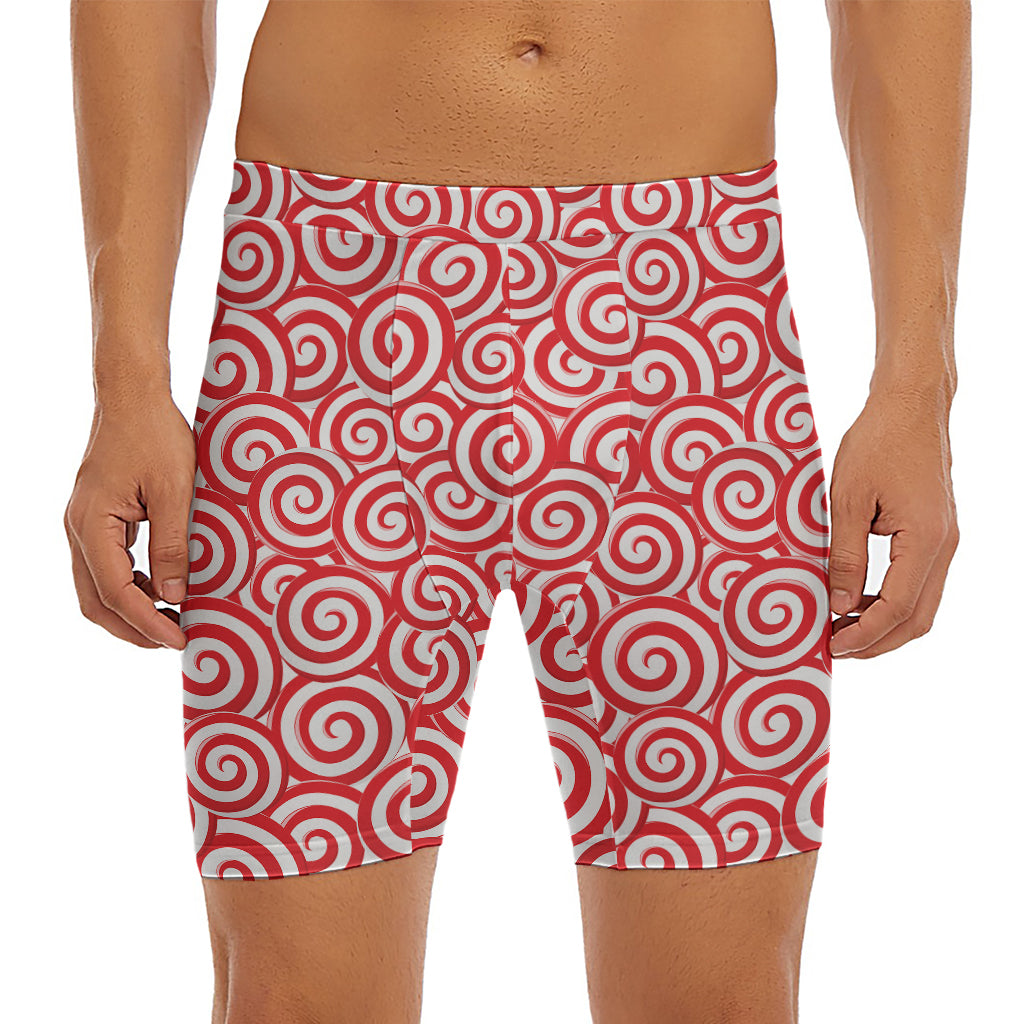 Red Lollipop Candy Pattern Print Men's Long Boxer Briefs