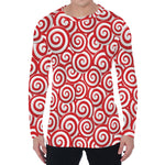 Red Lollipop Candy Pattern Print Men's Long Sleeve T-Shirt