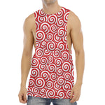 Red Lollipop Candy Pattern Print Men's Muscle Tank Top