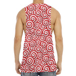 Red Lollipop Candy Pattern Print Men's Muscle Tank Top