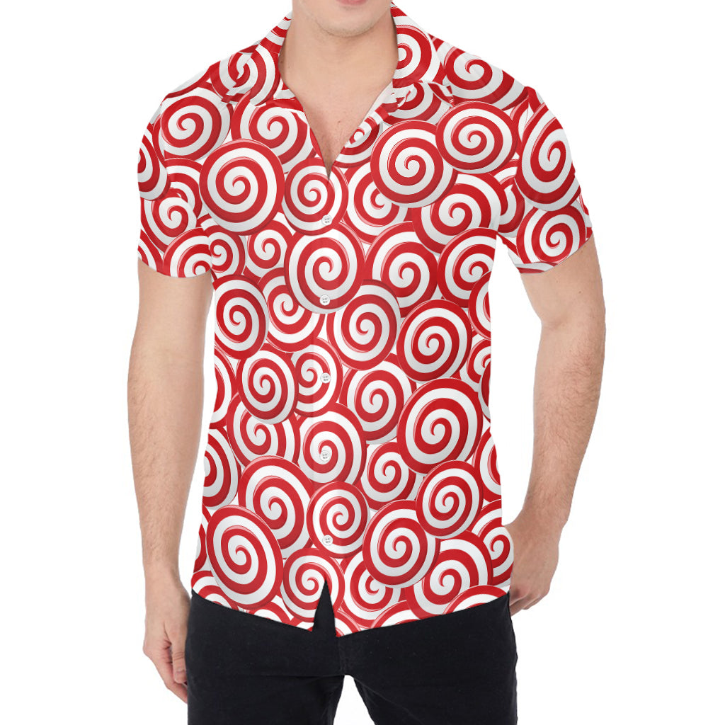 Red Lollipop Candy Pattern Print Men's Shirt